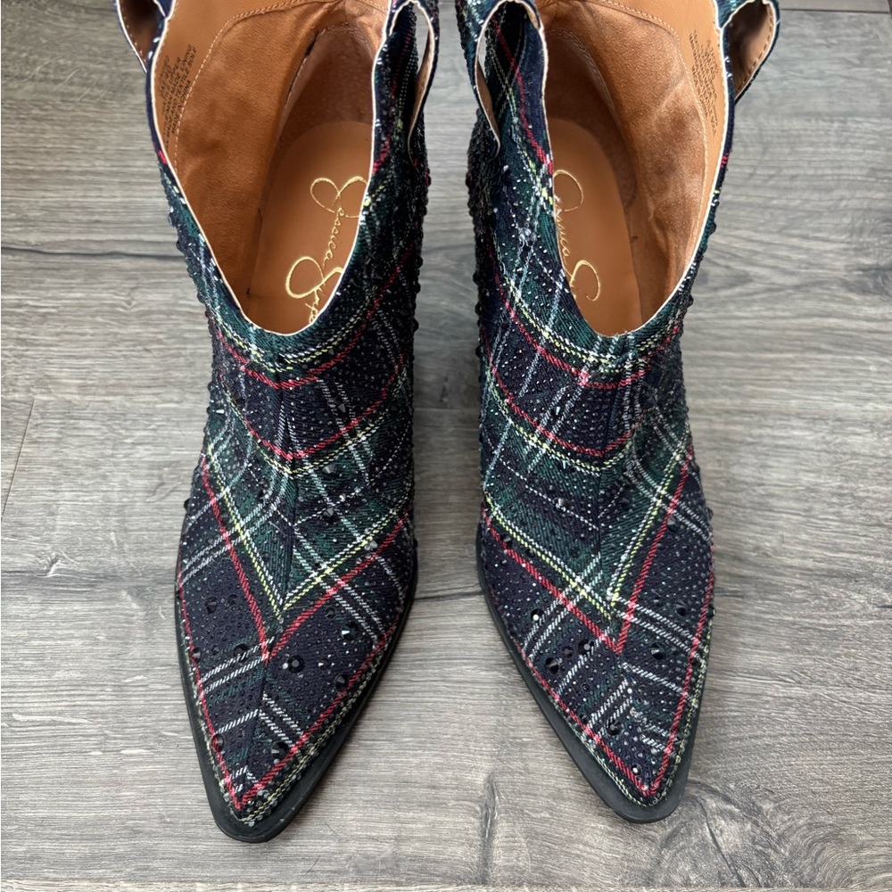 Jessica Simpson Multicolor Plaid Ankle Booties